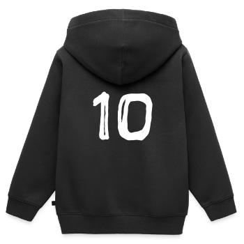 Trikotnummer - Zehn - Sport - Kinder Premium Organic Zip Hoodie - Schwarz - Hinten - AI Model Kid Male (0cm)