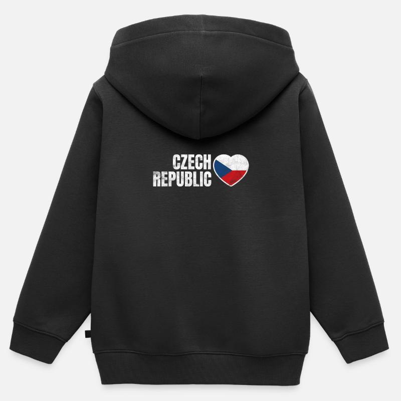 République tchèque - Sweat Premium à capuche zippé enfant bio - noir