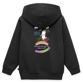 Ich hab ein Rad ab! - Kinder Premium Organic Zip Hoodie - Schwarz - Hinten - AI Model Kid Male (0cm)