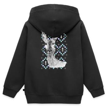 Rogen - Kinder Premium Organic Zip Hoodie - Schwarz - Hinten - AI Model Kid Male (0cm)