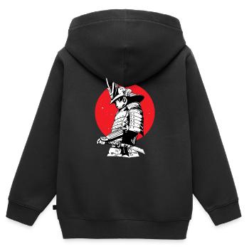 Kitsune - Kinder Premium Organic Zip Hoodie - Schwarz - Hinten - AI Model Kid Male (0cm)