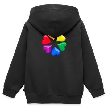 Shiny hearts in LGBT rainbow colors circle - Kids Premium Organic Zip-up Hoodie - black - Back - AI Model Kid Male (0cm)