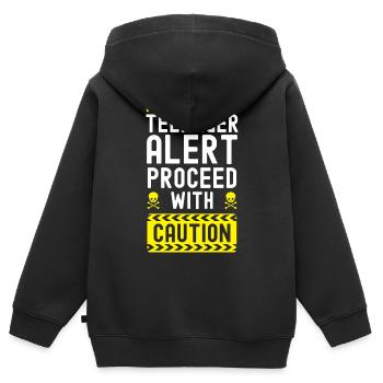 13e anniversaire fête Bday treizième anniversaire - Sweat Premium à capuche zippé enfant bio - noir - Dos - AI Model Kid Male (0cm)