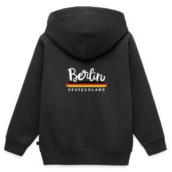 Berlin Deutschland - Kinder Premium Organic Zip Hoodie - Schwarz - Hinten - AI Model Kid Male (0cm)