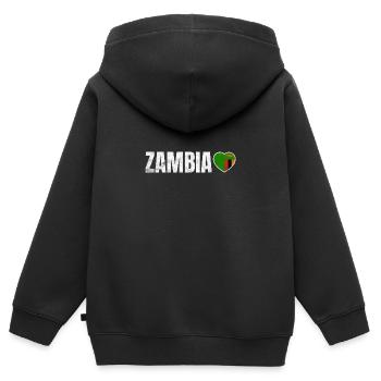 Sambia - Kinder Premium Organic Zip Hoodie - Schwarz - Hinten - AI Model Kid Male (0cm)