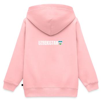 Ouzbékistan - Sweat Premium à capuche zippé enfant bio - rose - Dos - AI Model Kid Female (0cm)