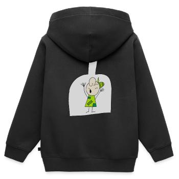 Junge in der Flasche - Kinder Premium Organic Zip Hoodie - Schwarz - Hinten - AI Model Kid Male (0cm)