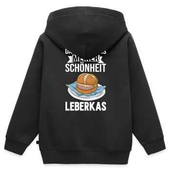 Leberkas Leberkäse Bayern Fleischkäse - Kinder Premium Organic Zip Hoodie - Schwarz - Hinten - AI Model Kid Male (0cm)