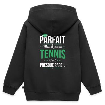 Mon papa n'est pas parfait - Tennis - Sweat Premium à capuche zippé enfant bio - noir - Dos - AI Model Kid Male (0cm)