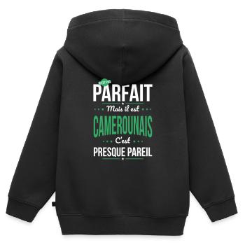 Mon papa n'est pas parfait - Camerounais - Sweat Premium à capuche zippé enfant bio - noir - Dos - AI Model Kid Male (0cm)