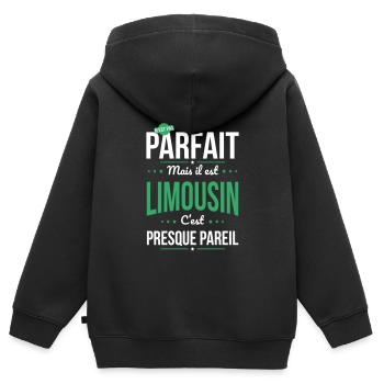 Mon papa n'est pas parfait - Limousin - Sweat Premium à capuche zippé enfant bio - noir - Dos - AI Model Kid Male (0cm)
