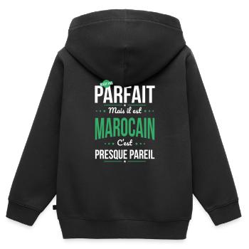 Mon papa n'est pas parfait - Marocain - Sweat Premium à capuche zippé enfant bio - noir - Dos - AI Model Kid Male (0cm)