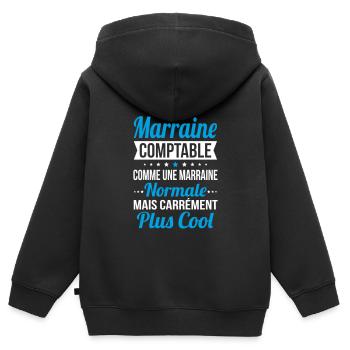 J'ai une marraine comptable plus cool - Sweat Premium à capuche zippé enfant bio - noir - Dos - AI Model Kid Male (0cm)