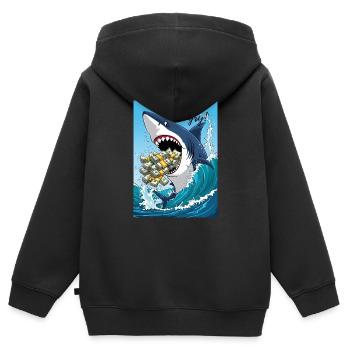Restez affamé - La vision de la richesse - Sweat Premium à capuche zippé enfant bio - noir - Dos - AI Model Kid Male (0cm)