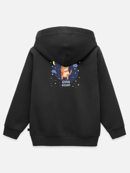 Gute Nacht / Katze - Kinder Premium Organic Zip Hoodie - Schwarz