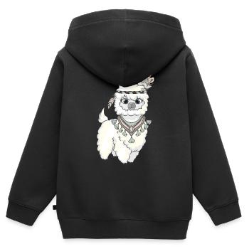 Alpaka Boho Federn - Kinder Premium Organic Zip Hoodie - Schwarz - Hinten - AI Model Kid Male (0cm)