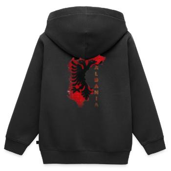 Albania - Sweat Premium à capuche zippé enfant bio - noir - Dos - AI Model Kid Male (0cm)