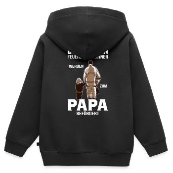 Feuerwehrmann Papa Vatertag Feuerwehr Geschenk - Kinder Premium Organic Zip Hoodie - Schwarz - Hinten - AI Model Kid Male (0cm)