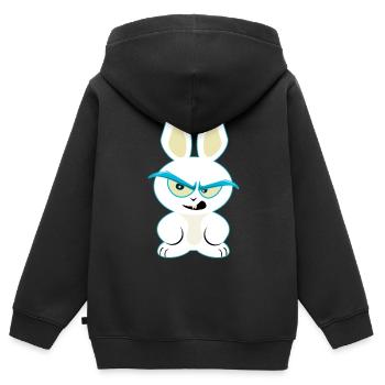 Lusiger lapin blanc, funny lapin t-shirt - Sweat Premium à capuche zippé enfant bio - noir - Dos - AI Model Kid Male (0cm)
