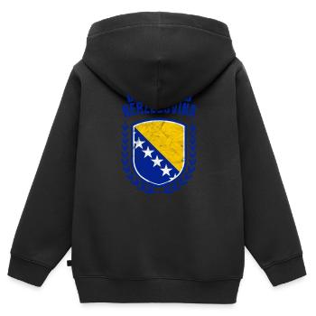 Bosnien und Herzegowina - Kinder Premium Organic Zip Hoodie - Schwarz - Hinten - AI Model Kid Male (0cm)