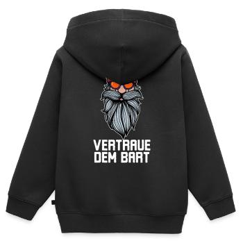 Humoristique Barbe Barbe Barbe Déclaration Barbe Coiffure - Sweat Premium à capuche zippé enfant bio - noir - Dos - AI Model Kid Male (0cm)