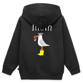 Moin Anker Seemann - Kinder Premium Organic Zip Hoodie - Schwarz - Hinten - AI Model Kid Male (0cm)