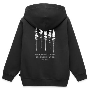 Conifères Citation John Muir - Sweat Premium à capuche zippé enfant bio - noir - Dos - AI Model Kid Male (0cm)
