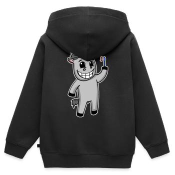 Cheval avec brosse à dents - Sweat Premium à capuche zippé enfant bio - noir - Dos - AI Model Kid Male (0cm)