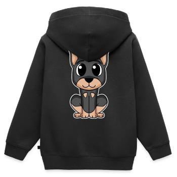 Dobermann Hund Hundebesitzer - Kinder Premium Organic Zip Hoodie - Schwarz - Hinten - AI Model Kid Male (0cm)