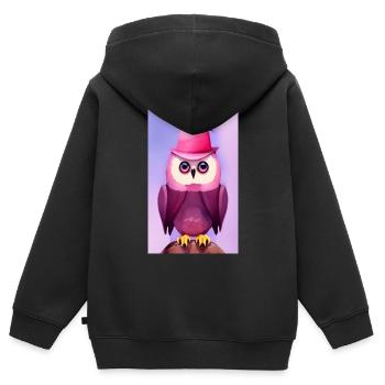 Eule mit Hut - Kinder Premium Organic Zip Hoodie - Schwarz - Hinten - AI Model Kid Male (0cm)