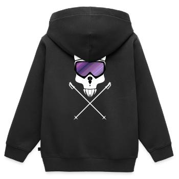 Crâne de ski - Sweat Premium à capuche zippé enfant bio - noir - Dos - AI Model Kid Male (0cm)