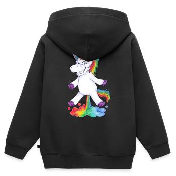 Einhorn Pups Furz Regenbogen Unicorn Rainbow Wolke - Kinder Premium Organic Zip Hoodie - Schwarz - Hinten - AI Model Kid Male (0cm)