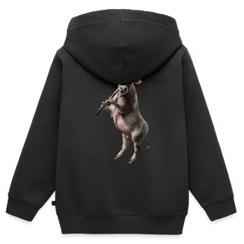 Ochse Klarinette - Kinder Premium Organic Zip Hoodie - Schwarz - Hinten - AI Model Kid Male (0cm)