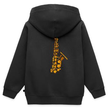 Saxophon Pixel Art - Kinder Premium Organic Zip Hoodie - Schwarz - Hinten - AI Model Kid Male (0cm)
