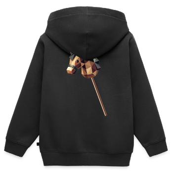 Cheval de bataille de style polygone - Sweat Premium à capuche zippé enfant bio - noir - Dos - AI Model Kid Male (0cm)