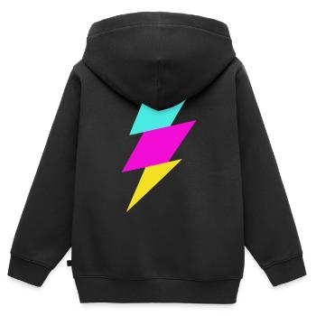 Abstrakter Strahl in Neonfarben - Kinder Premium Organic Zip Hoodie - Schwarz - Hinten - AI Model Kid Male (0cm)