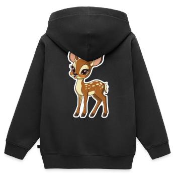chevreuil - Sweat Premium à capuche zippé enfant bio - noir - Dos - AI Model Kid Male (0cm)