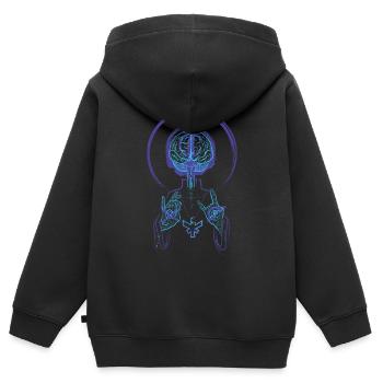 Prêtre vaudou - Sweat Premium à capuche zippé enfant bio - noir - Dos - AI Model Kid Male (0cm)
