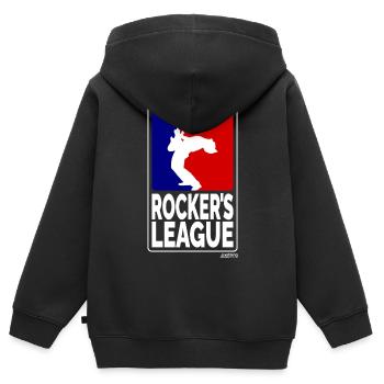 Rockers League, weiß - Kinder Premium Organic Zip Hoodie - Schwarz - Hinten - AI Model Kid Male (0cm)