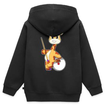 Giraffe Billiard Queue Sport - Kinder Premium Organic Zip Hoodie - Schwarz - Hinten - AI Model Kid Male (0cm)