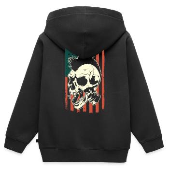 Punk Schädel auf US-Flagge - Kinder Premium Organic Zip Hoodie - Schwarz - Hinten - AI Model Kid Male (0cm)