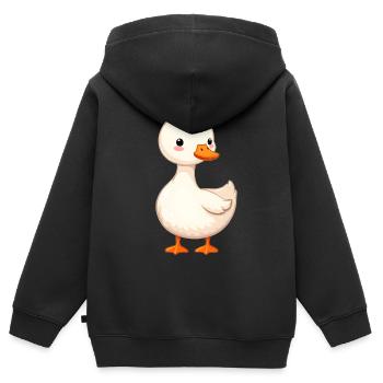 Gans - Kinder Premium Organic Zip Hoodie - Schwarz - Hinten - AI Model Kid Male (0cm)