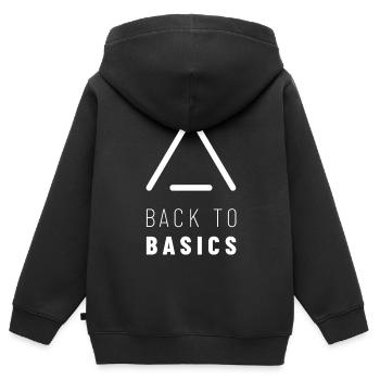 Retour aux bases | Camping & Bushcraft | Tente - Sweat Premium à capuche zippé enfant bio - noir - Dos - AI Model Kid Male (0cm)