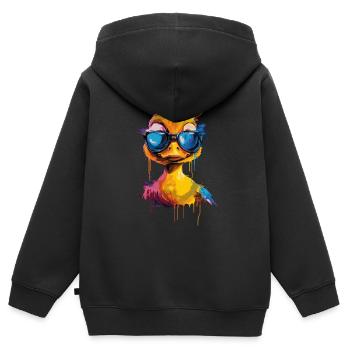 Cooole Gummiente mit Sonnenbrille - Kinder Premium Organic Zip Hoodie - Schwarz - Hinten - AI Model Kid Male (0cm)