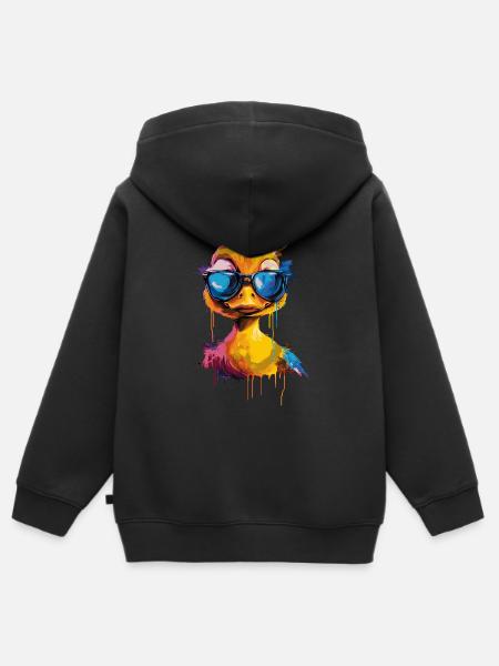 Cooole Gummiente mit Sonnenbrille - Kinder Premium Organic Zip Hoodie - Schwarz