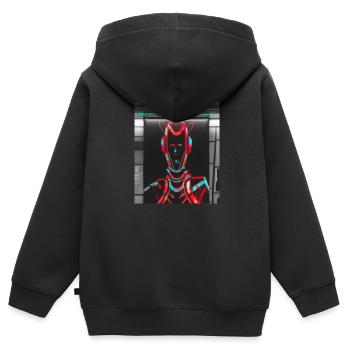 Futuristisches Cyborg in U-Bahn Station - Kinder Premium Organic Zip Hoodie - Schwarz - Hinten - AI Model Kid Male (0cm)
