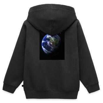 Erde - Kinder Premium Organic Zip Hoodie - Schwarz - Hinten - AI Model Kid Male (0cm)