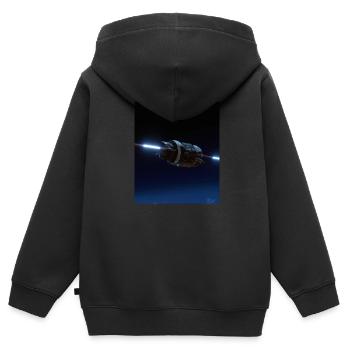 Raumschiff - Kinder Premium Organic Zip Hoodie - Schwarz - Hinten - AI Model Kid Male (0cm)