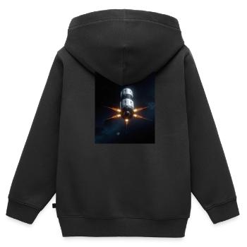 Raumschiff - Kinder Premium Organic Zip Hoodie - Schwarz - Hinten - AI Model Kid Male (0cm)