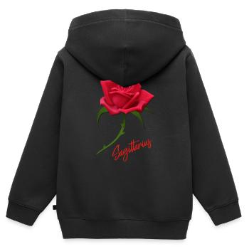 Schütze Rose rote Rose Rosen Sternzeichen Schütze - Kinder Premium Organic Zip Hoodie - Schwarz - Hinten - AI Model Kid Male (0cm)